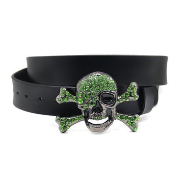 Fashionable rhinestone large skull waistband for men's personalized street hip-hop punk style leather belt decoration_voghion.com