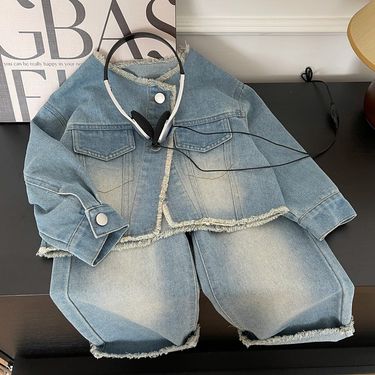 Toddler Girls Clothing New Style Little Girls Casual Two Piece Suits Baby Girls Denim Trend_voghion.com