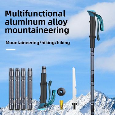 Lightweight Multifunctional Folding Telescopic Outdoor Hiking Tactical Self-Defense Walking Stick Aluminum Alloy_voghion.com