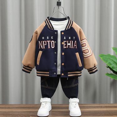 Kid's Clothing Boys' Knitted Baseball Jacket Spring And Autumn Children's Handsome And Trendy Tops Baby All Match Clothes_voghion.com