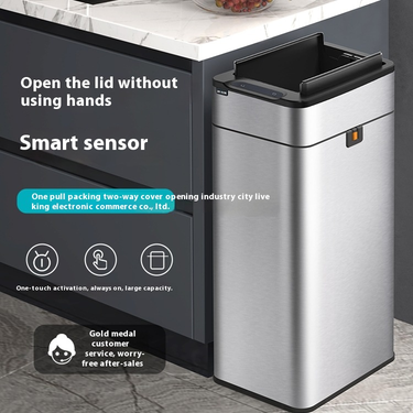 Smart Sensor Trash Can With Auto Lid, Hands-Free Stainless Steel Garbage Bin For Kitchen, Bathroom & Office, Large Capacity (15L/20L/30L/40L/50L/60L)_voghion.com