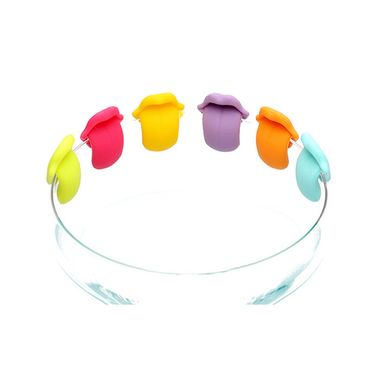Creative tongue marker, personalized silicone wine glass glass clip, tongue wine glass identifier, 6 pieces_voghion.com
