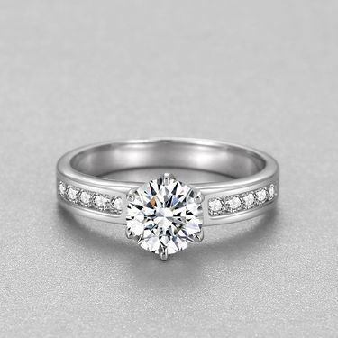 YJZ107 Six Claw 1.25 Carat 5A Zircon Women's Simulated Silver Plated Platinum Crown Diamond Wedding Ring_voghion.com