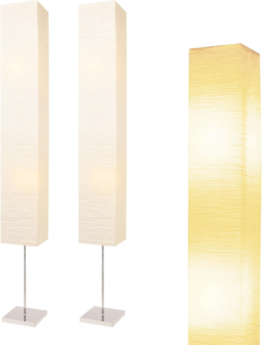Papier Stehlampe, Japanische Stehlampe Mit Reis Papier Lampenschirm, Ecke Papier Laterne Stehlampe Für Schlafzimmer, Büro, Wohnzimmer-Beige( 2 Pack)_voghion.com