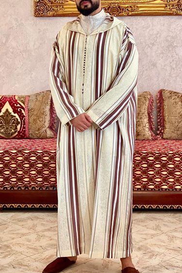 Eid Muslimische Männer Jubba Thobe Lange Robe Saudi Islamisch Gestreift Abaya Kaftan Islam Dubai Arabisch 2024 Sommer Marocco Jalabiya Ramadan_voghion.com