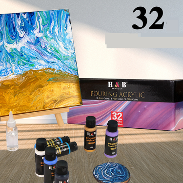 Oil Paints 32 Color Fluid Paint Set Fluid Bear Art Creation Diy Pouring Acrylic Fluid Painting Cell Painting_voghion.com