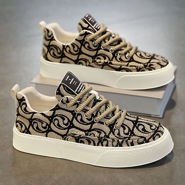Canvas Shoes Men Low Top Summer 2024 New Niche Low Top Printed Board Shoes Men Thick Sole Sports Casual Fashion Shoes_voghion.com