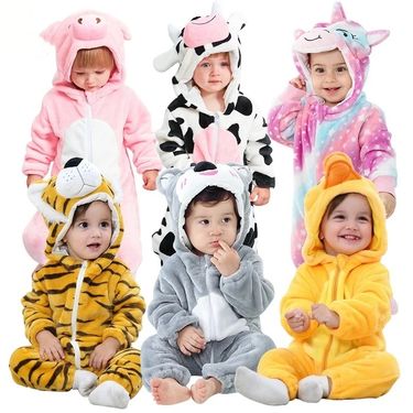 XUANMU Children Costume Infant Baby Clothes Rompers Winter Flannel Hooded Bodysuits Pajamas Animals Overall Jumpsuit XF0013_voghion.com