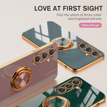 Plating Gold Frame TPU Soft Cover For Samsung Galaxy A54 5G Case SamsungA54 A14 A34 A 54 2023 Magnetic Holder Ring Protect Funda_voghion.com