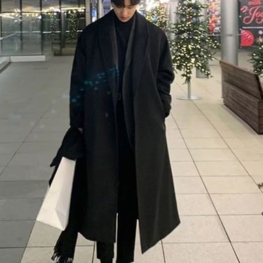 Men’s Double-Layer Wool Overcoat – Korean Style Long Trench Coat With Premium Feel_voghion.com