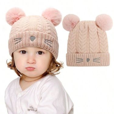 1pc/Set Baby Knitted Hat, Windproof And Warm, Cute Girl Hat Suitable For Autumn/Winter Outdoor, Fashionable, Can Be Used As Birthday Gift_voghion.com
