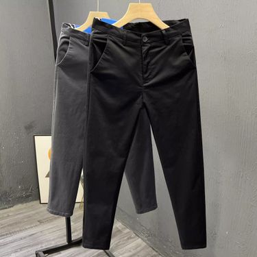 Autumn cotton cropped solid color simple casual Korean version tapered slim fit versatile men's pants trend_voghion.com