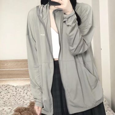 Pocket ice silk UV resistant long sleeved clothing for women, breathable and lightweight hooded versatile jacket,_voghion.com