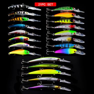 21 Lure Fishing Set Mixed Pack Hard Bait Approximately 255g Freely Matchable For Bass And Perch DWMI023_voghion.com