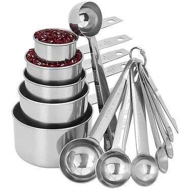 12/13Pcs Stainless Steel Measuring Cups and Spoons Set Premium Stackable Tablespoons Home Tools Kitchen Accessories_voghion.com