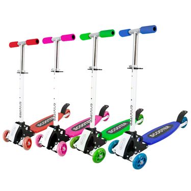 Children's three-wheeled scooters Crawler folding scooters Adjustable aluminum alloy scooters with lights flashing wheels_voghion.com