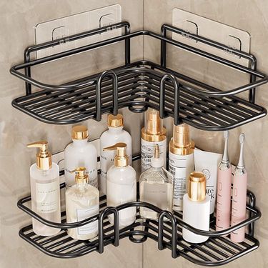 Toilet Washroom Shelf Wall-Mounted Organizer No-Drill Hanging Wall Bathroom Storage Rack_voghion.com