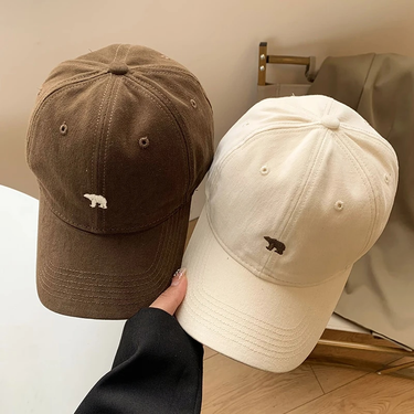 New Fashion Baseball s with Embroidered Polar Bear Cotton Hat Adjustable Casual Visor Solid Hats for Women Versatile_voghion.com