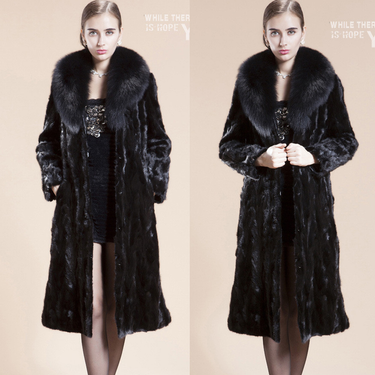 Women's mink fur coat mink fur collar_voghion.com