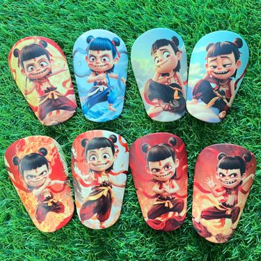 Nezha & Ao Bing Mini Football Shin Guards For Kids - Lightweight Protective Gear For Training & Matches (8x5cm/10x6cm/12x8cm)_voghion.com