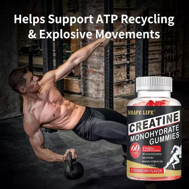 Shape Life Creatine Monohydrate Gummies Boost Muscle Energy Strawberry Flavor Gummies_voghion.com