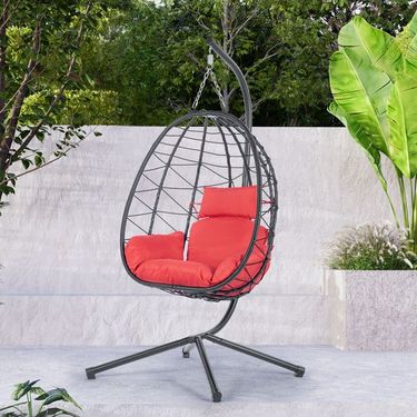 Egg Chair With Stand Indoor Outdoor Swing Chair Patio Wicker Hanging Egg Chair Hanging Basket Chair Hammock Chair With Stand For Bedroom Living Room_voghion.com