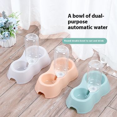 New bowl automatic feeding plastic water dispenser, basin dual purpose cat and dog bowl, pet supplies_voghion.com