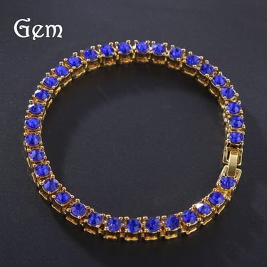 Hip Hop One Row Alloy Colorful Rhinestone Men's Chain Tennis Bracelet_voghion.com