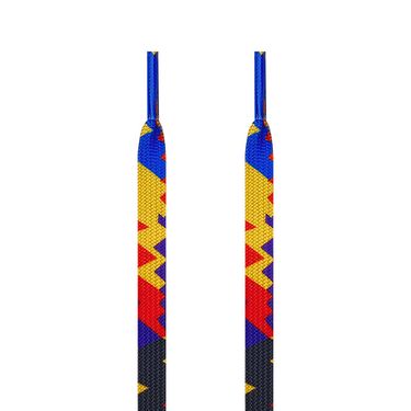 Red, yellow, purple and blue sweater shoelaces_vogvips.com