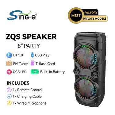 ZQS8229 Outdoor Wireless Bluetooth Big Speaker Double 8 Inch Double Woofer Square Dance K Song_voghion.com