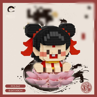 Lotus Seat Nezha And Aobing Anime Surrounding Cartoon Doll Building Block Toys Particles Children's Assembly Gift Ornaments_voghion.com