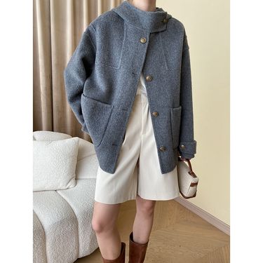 Chicco Sinan Festive Atmosphere Light Medieval Cloak Hooded Double-Sided Wool Coat Petite Jacket SN3859_voghion.com