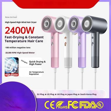 2400W Professional Ionic Hair Dryer With 28000 RPM Motor & 100M Negative Ions - Fast Drying, Low Noise, EU/US Plug (CE/UL/FCC/ROHS Certified)_voghion.com
