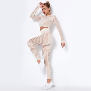 【 Breathable And Quick Drying Fabric 】 Seamless Hollow Out Moisture Absorbing Long Sleeved Sexy Clothes Sports Fitness_voghion.com