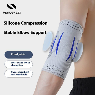 Premium Compression Elbow Sleeve For Basketball, Badminton & Fitness – Breathable, Sweat-Wicking & Joint Support – Unisex Adult S/M/L Sizes (Grey)_voghion.com