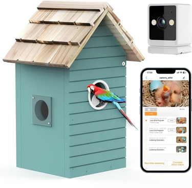 Birdhouse Nesting Box With Camera 5Million Pixel Outdoor Birdhouse Camera DIY,Real-time Observation Of Nest Building And Breeding Of Birds,Solar Panel_voghion.com