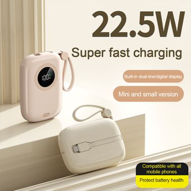 Power Bank 8500 MAh 22.5 W Fast Charging Portable External Charger With USB Type-C Cable Powerbank For IPhone Xiaomi 14_voghion.com
