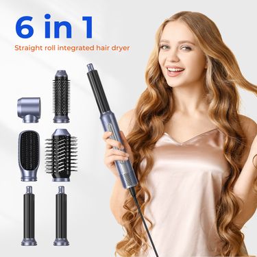 6-In-1 High-Speed Hot Air Comb Hair Straightener Hair Curler In Stock Multi-Function Hair Dryer Comb Straight Roll Dual-Use Wholesale_voghion.com