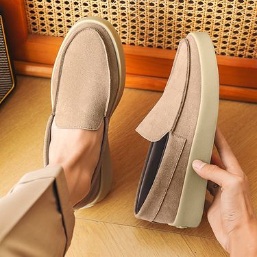 SHLIANG Men's Loafers Soft Suede Slip-on Shoes Man Flats Lightweight Comfortable Driving Shoes For Man Casual Shoes Y0606_voghion.com