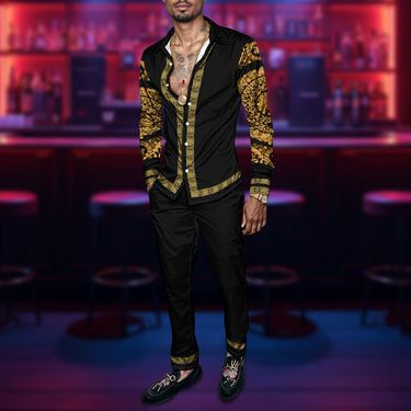 2025 Spring Summer Men Shirt Set Brand Print Fashion Printing Two Piece Set Mens Light Luxury Lightweight Party Long Sleeves_voghion.com