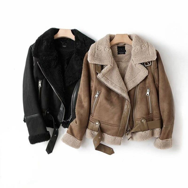 Women's Clothing Long term spot winter new women's clothing double sided fur suede motorcycle jacket coat women_voghion.com