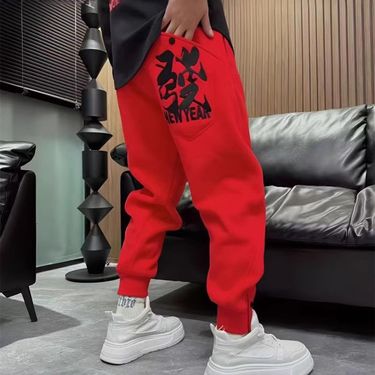 2025 Men's Sweatpants New Year Fortune Embroidery Jogger Loose Fashion Versatile Sports Harem Casual Pants_voghion.com