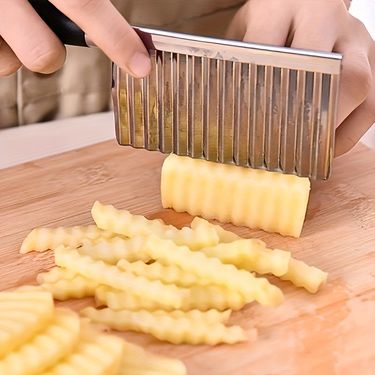 Stainless Steel Crinkle Cutter Heavy Duty Wavy French Fry Slicer Serrated Blade For Potatoes Carrots Onions Fruits Vegetables Kitchen142_voghion.com