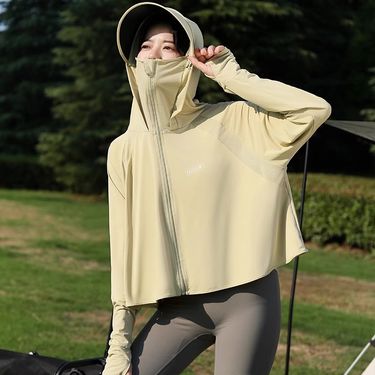 Women's UPF50+ Sun Protection Jacket - 92% Ice Silk With Wide Brim Hood & Thumb Holes Lightweight & Breathable For Outdoor/Beach_voghion.com