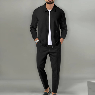 2025 Fashion Tracksuits Men's Lapel Long Sleeve Sweatshirts + Lace-Up Sweatpants 2 Piece Casual Sport Sets S-3XL_voghion.com