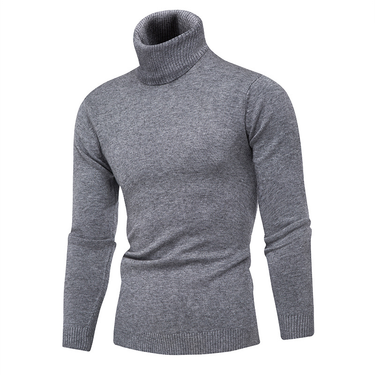 Unisex autumn and winter men's turtleneck sweater slim solid color pen stripe pullover base sweater_mkmklike.com