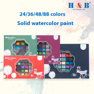H&B Watercolor Paint Set - 24/36/48/88 Colors With Metallic & Pearl Shades, Compact Travel-Friendly Tin Case For Artists, Students & Hobbyists_voghion.com