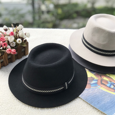 Stylish men's and women's wool classic flat brim small top hat jazz hat_voghion.com
