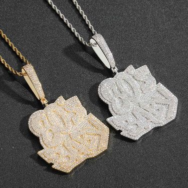 Pendants & Charms Ins 80's BABY Letter Pendant Jewelry Punk Style Hip Hop Necklace Full Of Zircon_voghion.com