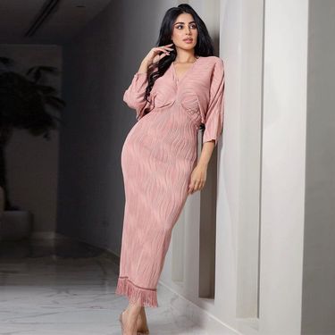 Women's Clothing Knitted Jacquard Tassel Slim Hip Dress Fashionable Banquet Dress_voghion.com